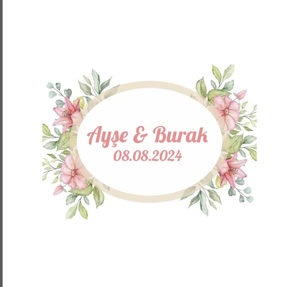 Altın Rengi Yuvarlak Defne Çelengi Etiketi Kına Nişan Düğün 3x3 cm özel etiket / 50 adet sticker ürün görseli 1