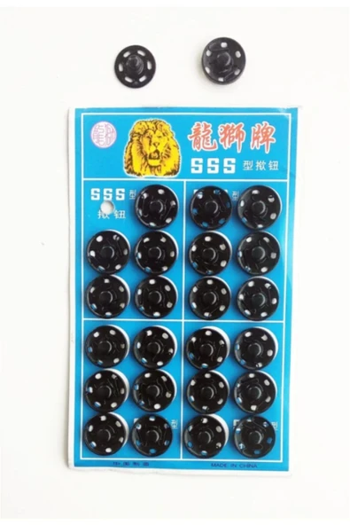 Çıtçıt Dügme Siyah Renk 1no (16mm) 24 Adet