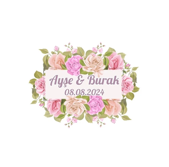 Kış Meyveli Kuşlu Oval Etiket Kına Nişan Düğün 3x3 cm özel etiket / 50 adet sticker