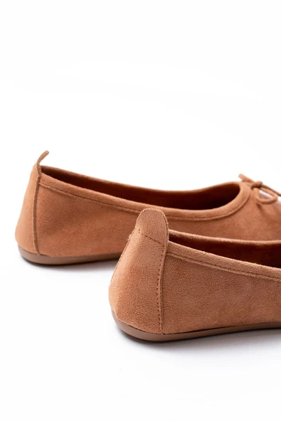 6101 Taba Süet Fiyonklu Günlük Kadın Babet - Resim 5