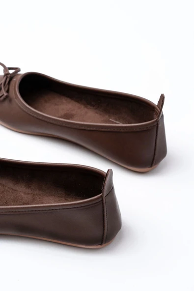 6101 Kahve Günlük  Fiyonklu Kadın Babet - 5