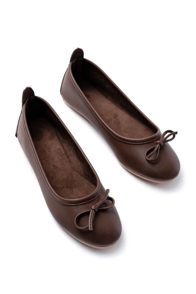 6101 Kahve Günlük  Fiyonklu Kadın Babet - 4