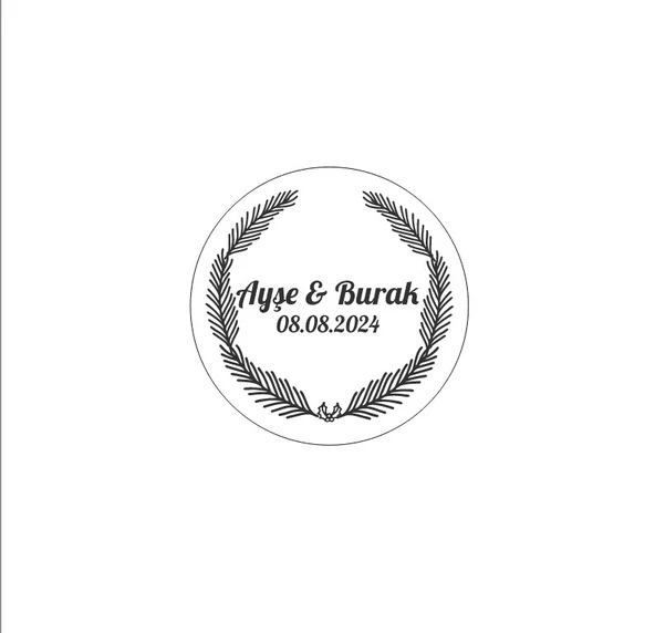 Sade Çiçekli Altın Çelenk Etiketi Kına Nişan Düğün 3x3 cm özel etiket / 50 adet sticker
