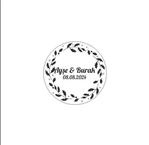Kış Meyveli Yuvarlak Çelenk Etiketi Kına Nişan Düğün 3x3 cm özel etiket / 50 adet sticker