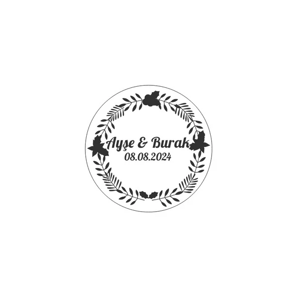 Kuşlu ve Çiçekli Kış Etiketi Kına Nişan Düğün 3x3 cm özel etiket / 50 adet sticker