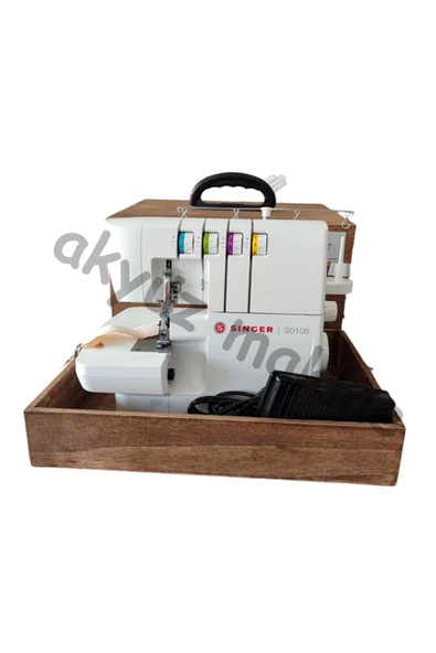 Ev Tipi Overlok Makinesi Taşıma Çantası %100 Ahşap Kontraplak Ceviz Renk - 1