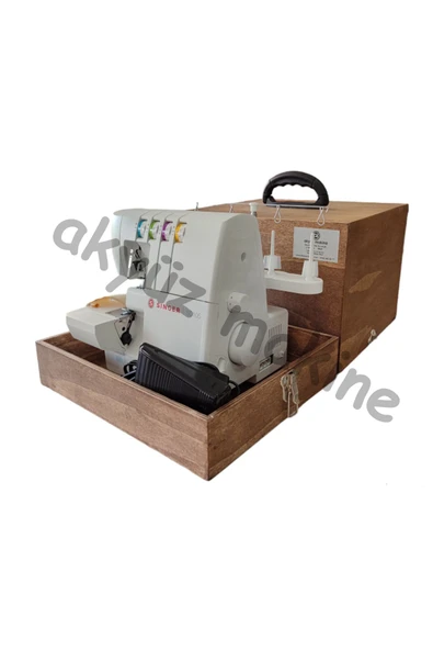 Ev Tipi Overlok Makinesi Taşıma Çantası %100 Ahşap Kontraplak Ceviz Renk - 2
