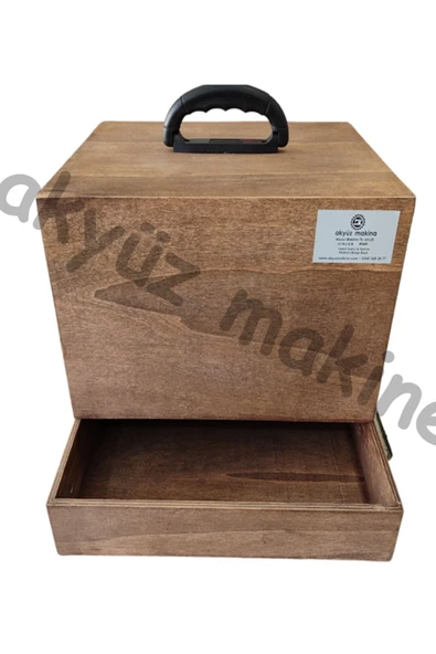 Ev Tipi Overlok Makinesi Taşıma Çantası %100 Ahşap Kontraplak Ceviz Renk - 5