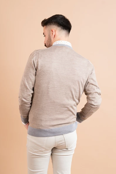 ECER SLİMFİT PARÇA DESENLİ İNCE TRİKO ERKEK KAZAK - 8