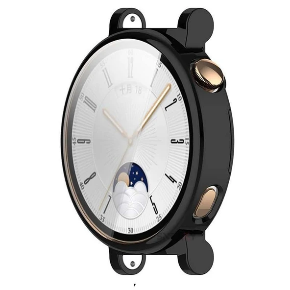 Sneezy Huawei Watch Gt4 41mm Tpu Yumuşak Silikon Kasa Ve Ekran Koruyucu  Siyah - Resim 2