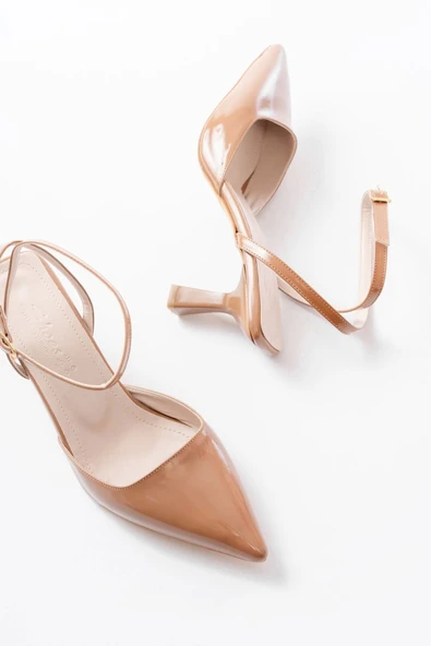 ST-004 Vizon Rugan Günlük 7 cm Topuklu Bayan Ayakkabı - 4