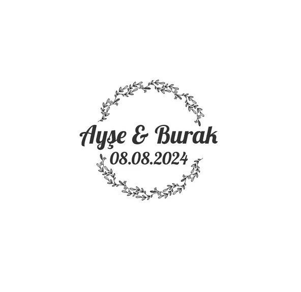 Yuvarlak Kozalaklı Kış Çelengi Etiketi Kına Nişan Düğün 3x3 cm özel etiket / 50 adet sticker