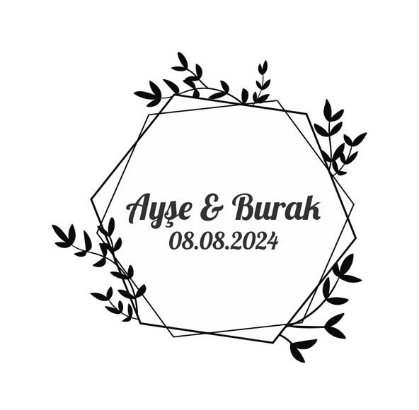 Yapraklı Kış Oval Etiket Kına Nişan Düğün 3x3 cm özel etiket / 50 adet sticker ürün görseli 1