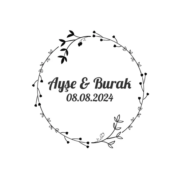 Minimalist Altın Rengi Yaprak Çelengi Etiketi Kına Nişan Düğün 3x3 cm özel etiket / 50 adet sticker