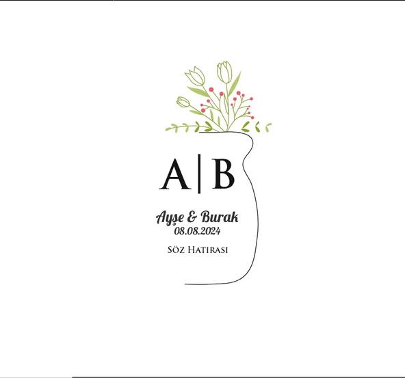 Kırmızı Meyveli Kuşlu Kış Etiketi Kına Nişan Düğün 3x3 cm özel etiket / 50 adet sticker