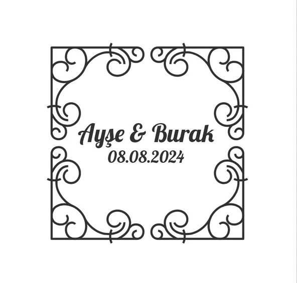Kare Çerçeveli Etiketi Kına Nişan Düğün 3x3 cm özel etiket / 50 adet sticker