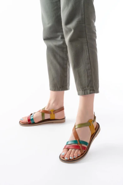 205-05 Multi Ortopedik Hakiki Deri Kadın Sandalet - Resim 2