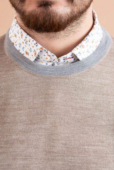 ECER SLİMFİT PARÇA DESENLİ İNCE TRİKO ERKEK KAZAK - 9