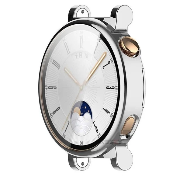 Sneezy Huawei Watch Gt4 41mm Tpu Yumuşak Silikon Kasa Ve Ekran Koruyucu  Füme - Resim 5