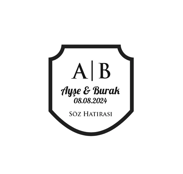 Geniş Kalkan Mühür Kına Nişan Düğün 3x3 cm özel etiket / 50 adet sticker
