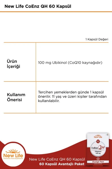 New Life CoEnz QH Ubikinol 60 Kapsül - Resim 2