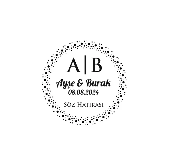 İnce Noktalı Çerçeveli Yuvarlak Mühür Kına Nişan Düğün 3x3 cm özel etiket / 50 adet sticker