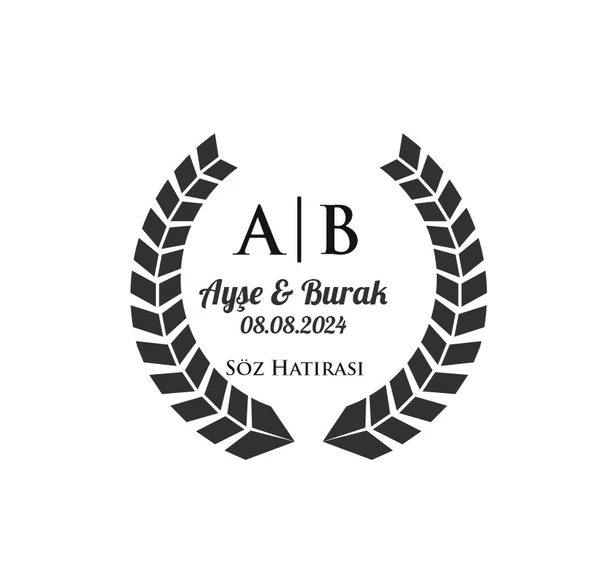 Zarif Çelenk Etiketi Kına Nişan Düğün 3x3 cm özel etiket / 50 adet sticker