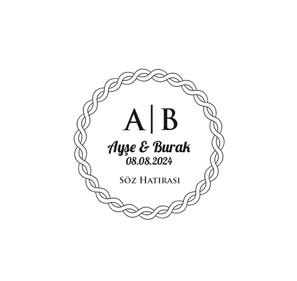İkili Örgülü Çerçeveli Yuvarlak Mühür Kına Nişan Düğün 3x3 cm özel etiket / 50 adet sticker