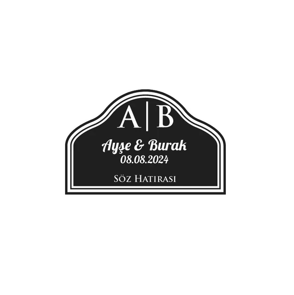 Kemerli Düz Dikdörtgen Mühür Kına Nişan Düğün 3x3 cm özel etiket / 50 adet sticker