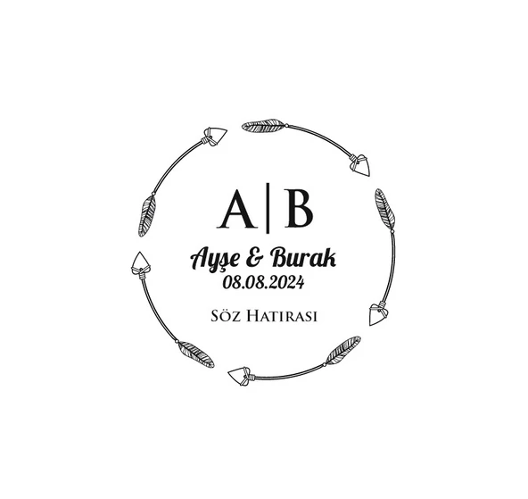Üst Kıvrımlı Dikdörtgen Mühür Kına Nişan Düğün 3x3 cm özel etiket / 50 adet sticker