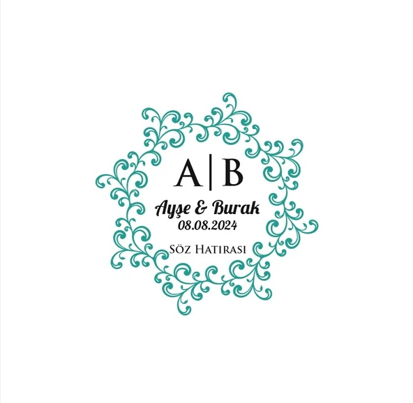İnce Çerçeveli Dikdörtgen Mühür Kına Nişan Düğün 3x3 cm özel etiket / 50 adet sticker