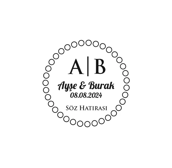 Halkalı Çerçeveli Yuvarlak Mühür Kına Nişan Düğün 3x3 cm özel etiket / 50 adet sticker