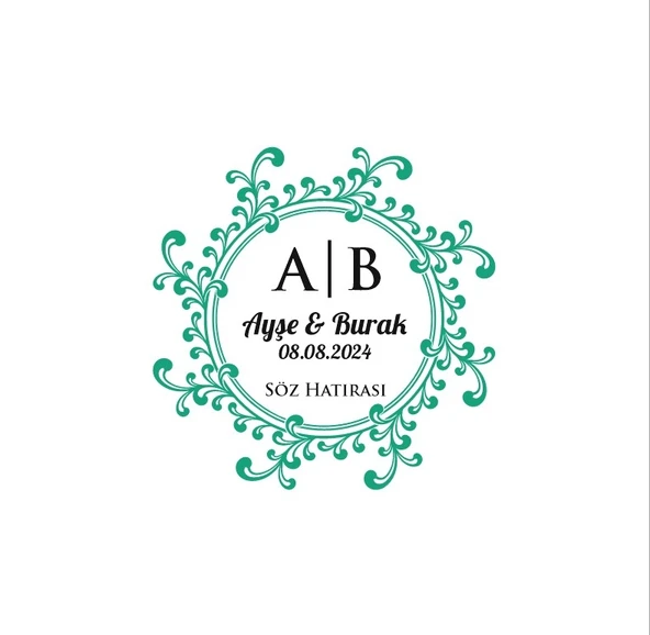 Şekilli Dalgalı Dikdörtgen Mühür Kına Nişan Düğün 3x3 cm özel etiket / 50 adet sticker