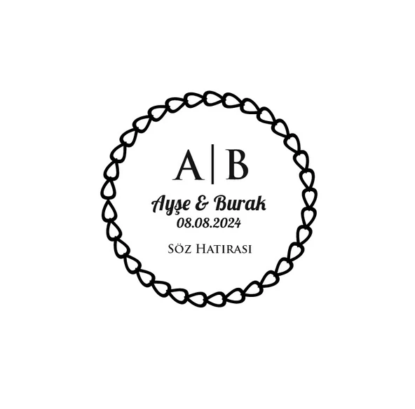 İnce Noktalı ve Dalgalı Yuvarlak Mühür Kına Nişan Düğün 3x3 cm özel etiket / 50 adet sticker
