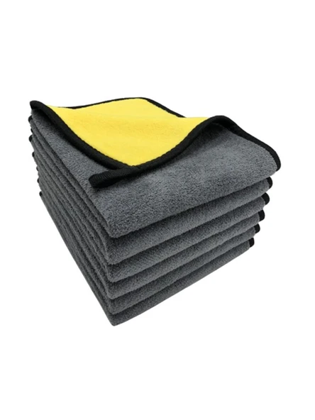 Mikrofiber Kurulama Bezi Çift Taraflı Kalın Temizlik Bezi 30x60 Sarı Gri Bez - 4