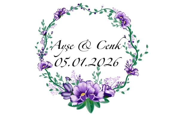 Yuvarlak Kenarlı Dikey Dikdörtgen Mühür Kına Nişan Düğün 3x3 cm özel etiket / 50 adet sticker