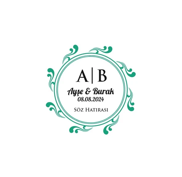 Dalgalı Kenarlı Kare Mühür Kına Nişan Düğün 3x3 cm özel etiket / 50 adet sticker ürün görseli 1