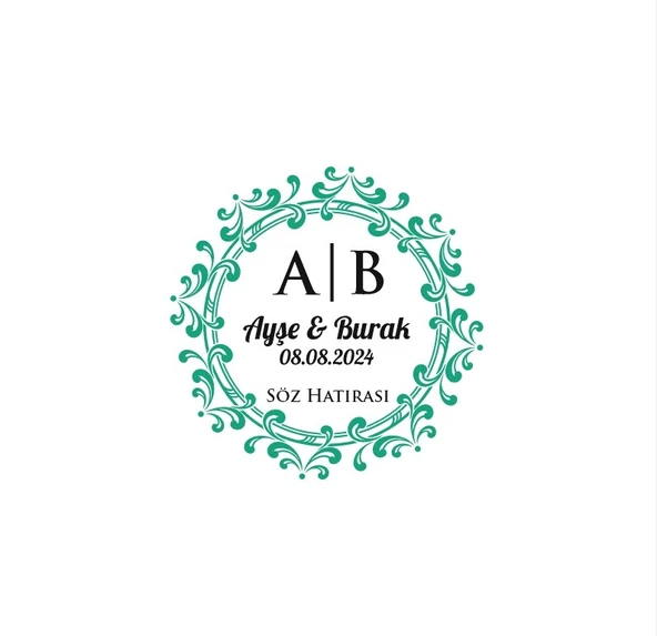 Yuvarlak Kenarlı Dışbükey Kare Mühür Kına Nişan Düğün 3x3 cm özel etiket / 50 adet sticker
