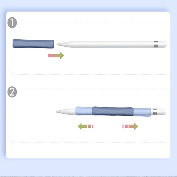 Apple Pencil 1-2 Nesil Pro USB-C Uyumlu Soft Yumuşak Silikon Kalem Tutucu ve 8'li Kalem Ucu Koruyucu  Lavanta - 4
