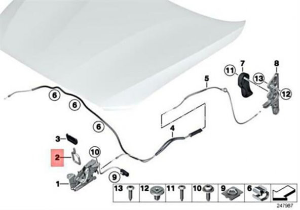 BMW F20 F30 F33 F34 F36 KAPUT KİLİT KARŞILIĞI KANCA 51237247080 - 2