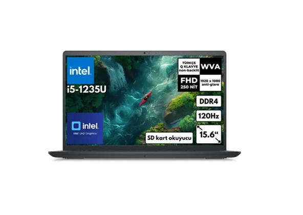 Dell Inspiron 3520 Intel I5-1235U 16GB Ram 512GB SSD Intel UHD Grafik Kartı 15.6" Fhd Freedos Siyah Notebook