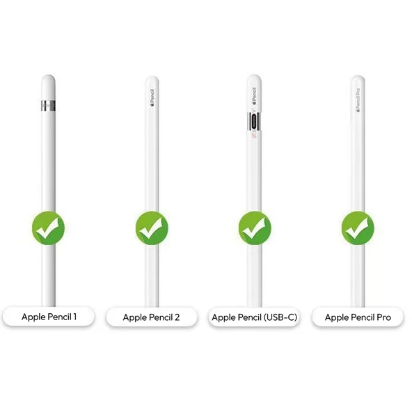 Apple Pencil 1-2 Nesil Pro USB-C Uyumlu Soft Yumuşak Silikon Kalem Tutucu ve 8'li Kalem Ucu Koruyucu  Pembe - 3