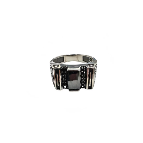 Onyx ve Zirkon Taşlı Gümüş Yüzük 250057494G12Y - 3