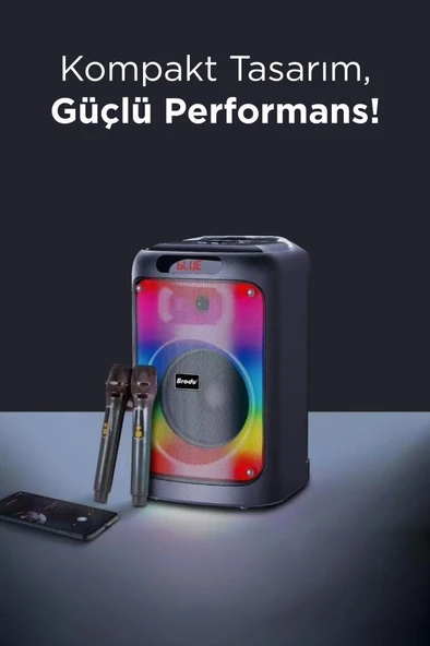 Torima BTS-2102 33 W  Karaoke Subwoofer Çift mikrofonlu Taşınabilir 3000 mAh Akıllı Bluetooth Hoparlör - Resim 2