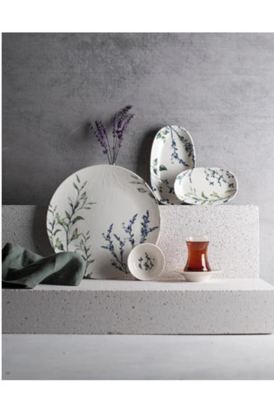 ChiChi HOME Lavender 6 Kişilik 26 Parça Çay Bardaklı Porselen Kahvaltı Seti - 2