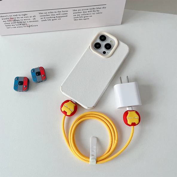 3D Karakter Figürlü Şarj Kablosu Koruyu Set İphone,samsung,oppo,xiaomi Uyumlu Kablo Koruma  MDL3 - Resim 4
