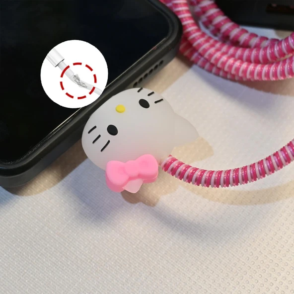 3D Karakter Figürlü Şarj Kablosu Koruyu Set İphone,samsung,oppo,xiaomi Uyumlu Kablo Koruma  MDL78 - 5