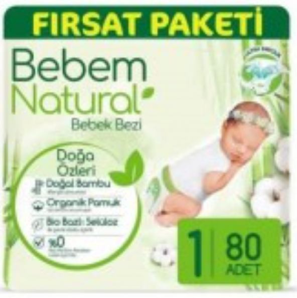 Bebem Natural Yenidoğan Bebek Bezi 1 Numara Fırsat Paketi 80 Adet