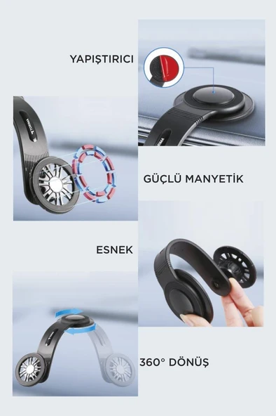 Torima JX-057 Siyah Güçlü Manyetik 360° Dönebilen, Esnek, Yapışkan Tabanlı, Sarsıntı Önleyici Araç İçi Telefon Tutucu - 3