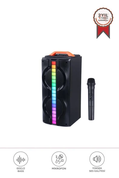 Torima KTS-1790 Siyah Mikrofonlu RGB Ledli Taşınabilir Bluetooth Hoparlör Parti Speaker ürün görseli